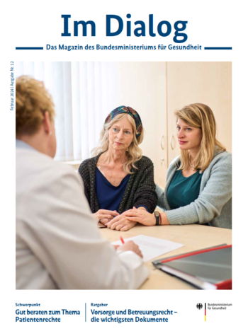 „Im Dialog“ – Das Magazin für Pflegende des Bundesgesundheitsministeriums kann bequem online abonniert werden. Bild: BMG